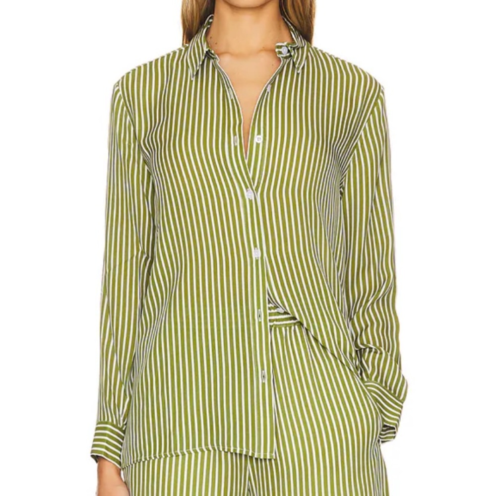 NWT KULE silk Ponza Shirt pea shoot M
